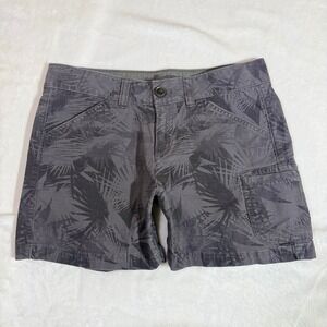 Eddie Bauer Womens Grey Palm Print Ripstop Cargo Shorts Size 2